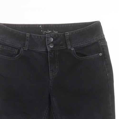 London Jean Womens Black Cotton Skimmer Shorts Size 30 in L11 in Regular Button