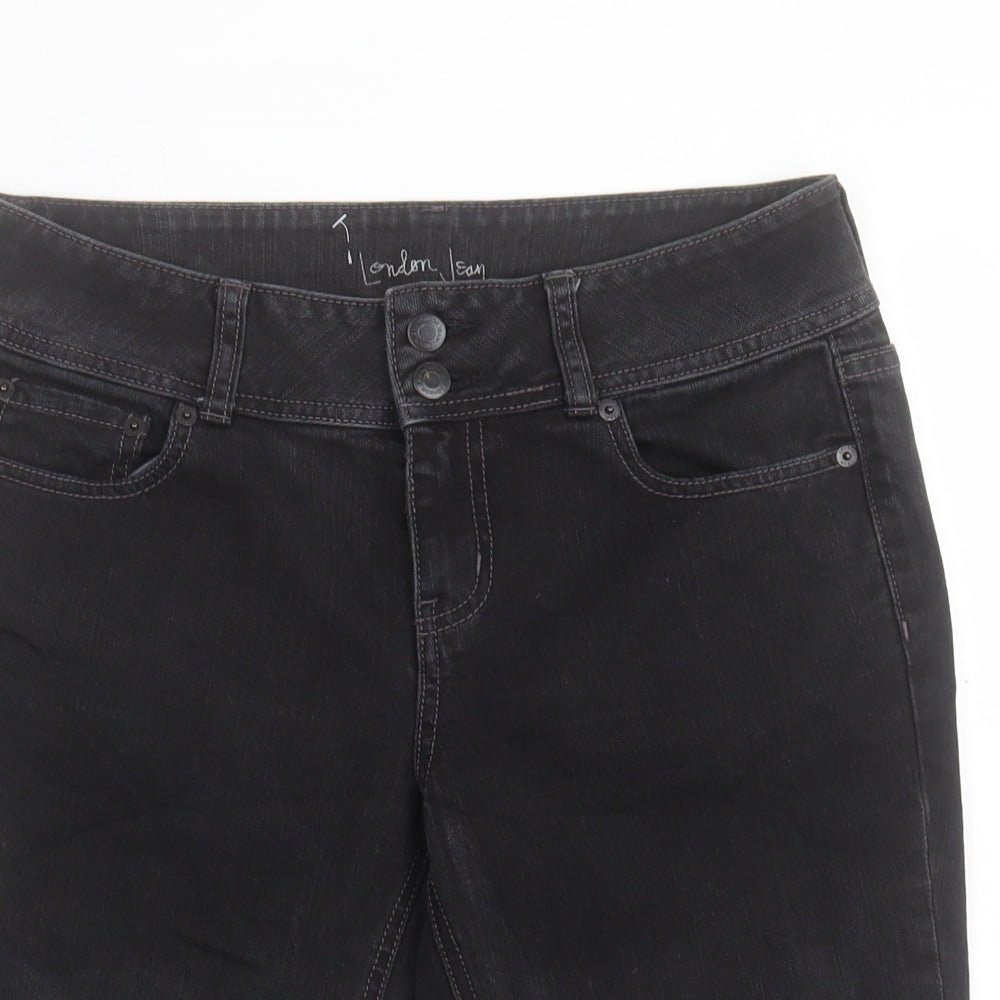 London Jean Womens Black Cotton Skimmer Shorts Size 30 in L11 in Regular Button