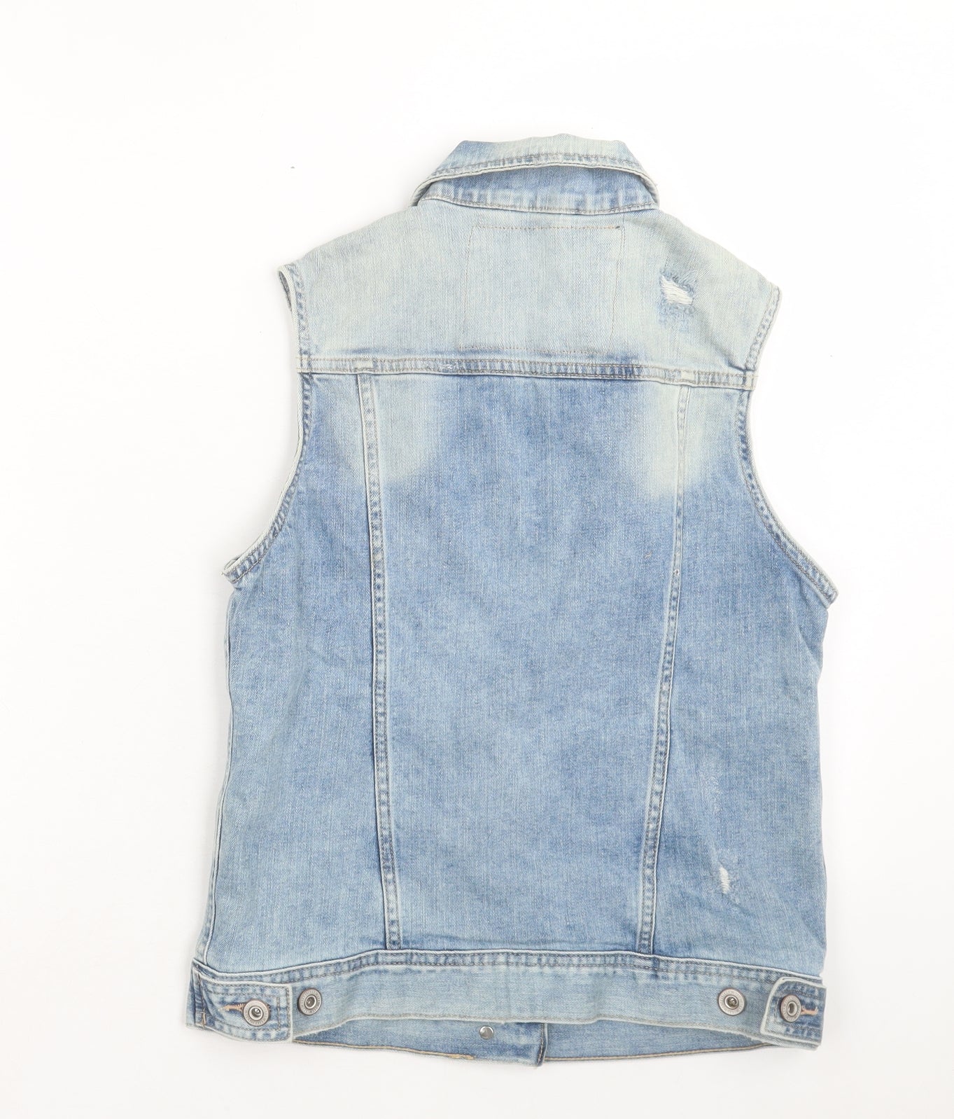 NEXT Womens Blue Gilet Jacket Size 6 Button - Distressed