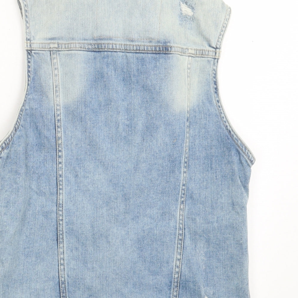 NEXT Womens Blue Gilet Jacket Size 6 Button - Distressed