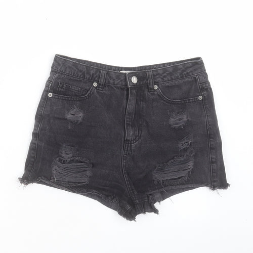 Denim & Co. Womens Black Cotton Hot Pants Shorts Size 8 Regular Button - 2