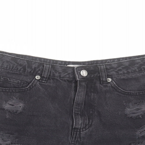 Denim & Co. Womens Black Cotton Hot Pants Shorts Size 8 Regular Button - 2