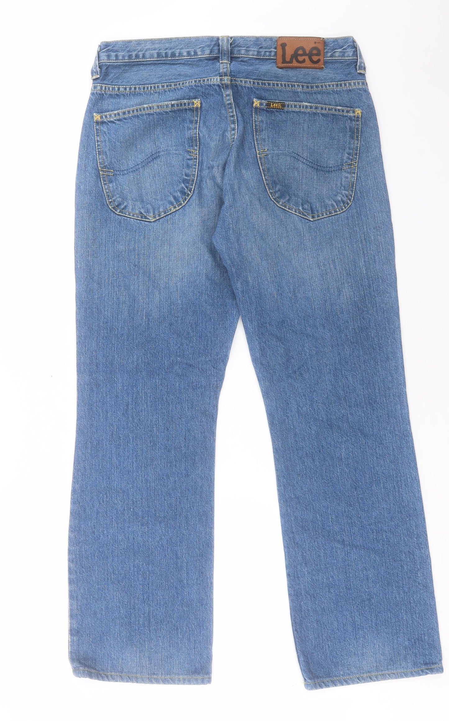 LEE Womens Blue Cotton Straight Jeans Size 32 L30 in Regular Button