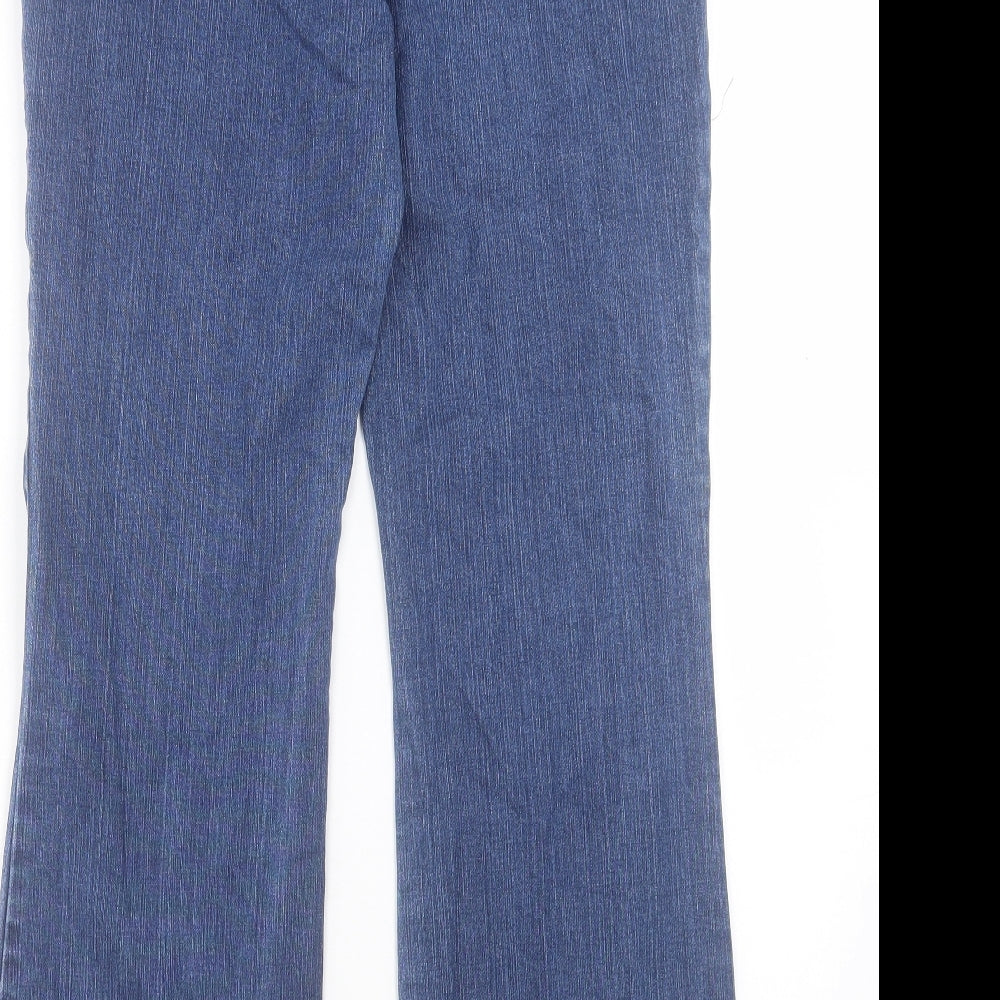 Preworn Womens Blue Cotton Bootcut Jeans Size 12 L28 in Regular Button