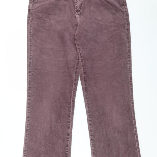 Per Una Womens Purple Cotton Cropped Trousers Size 12 L27 in Regular Button