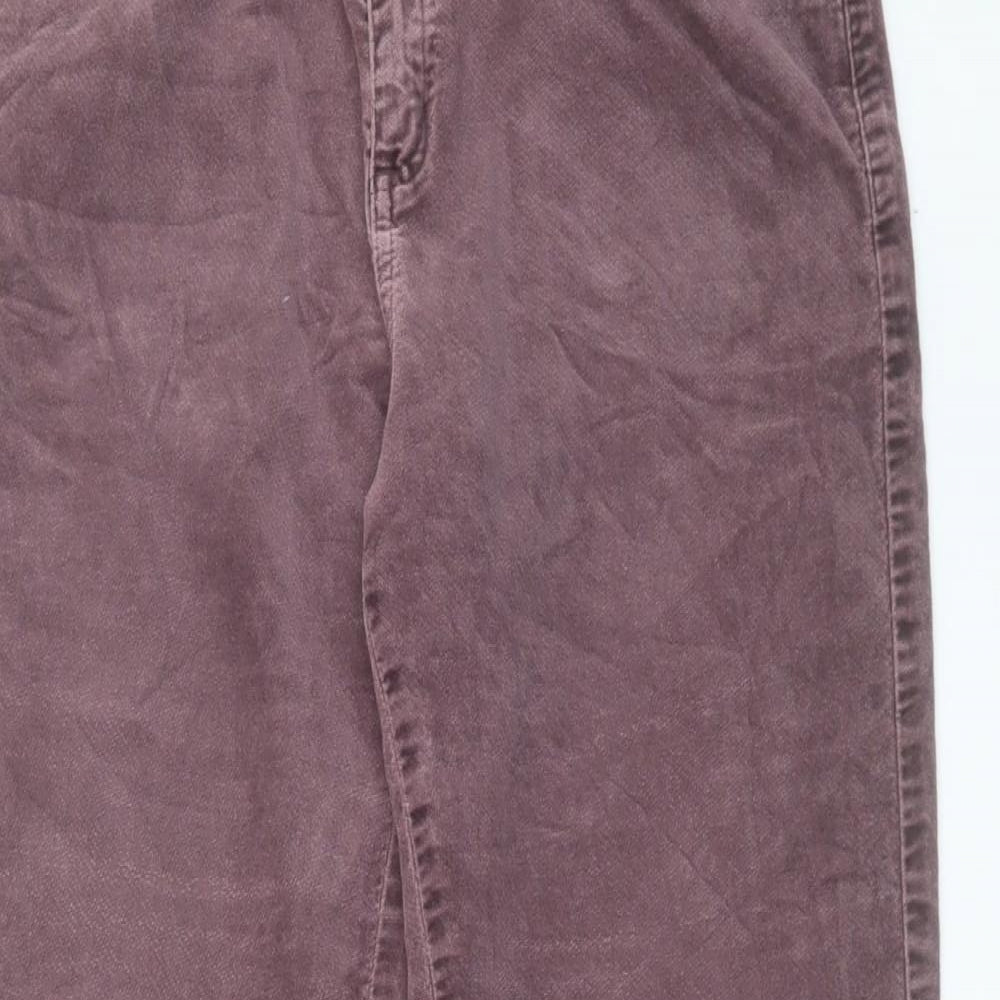 Per Una Womens Purple Cotton Cropped Trousers Size 12 L27 in Regular Button