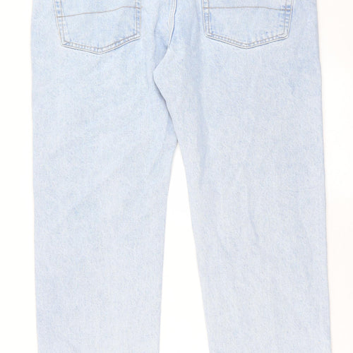 Marks and Spencer Mens Blue Cotton Straight Jeans Size 40 in L31 in Regular Button