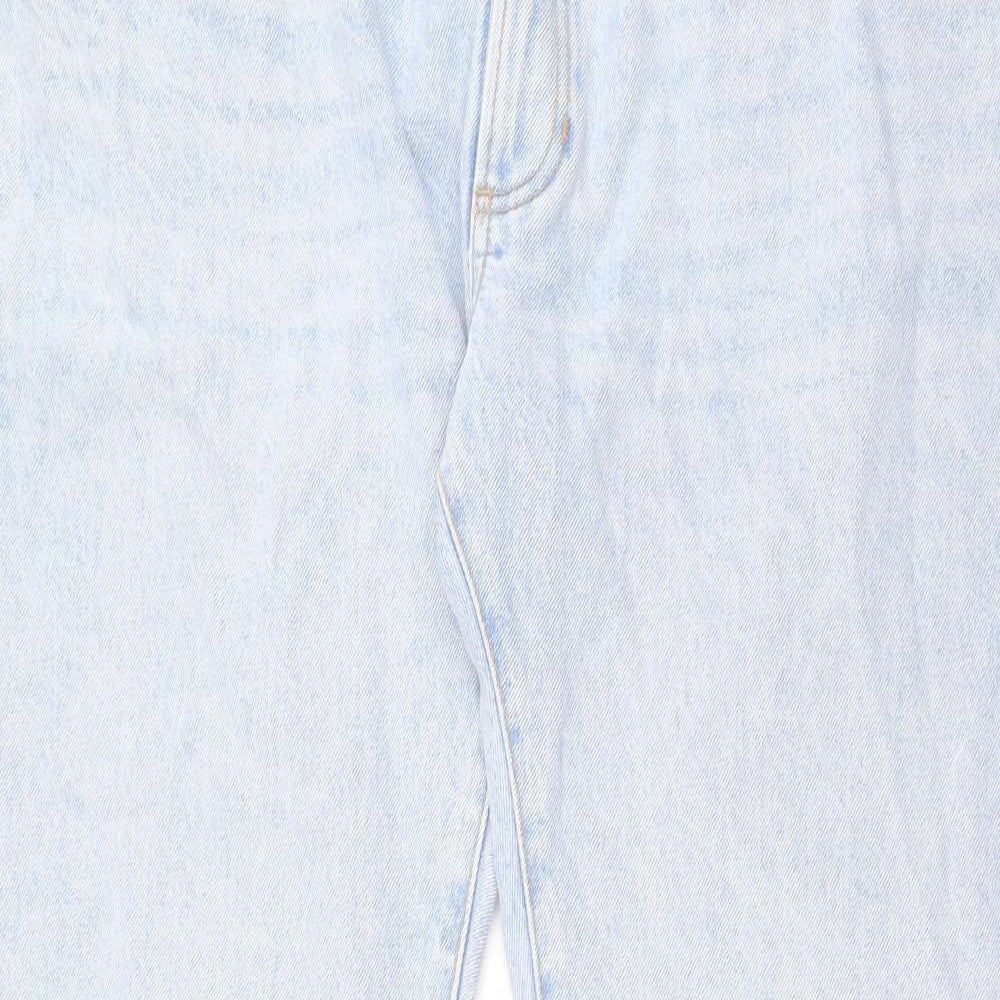 Marks and Spencer Mens Blue Cotton Straight Jeans Size 40 in L31 in Regular Button