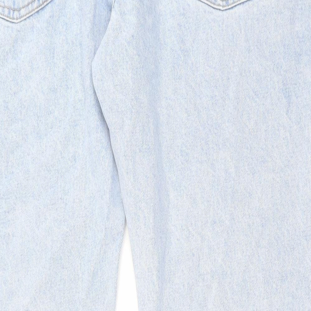 Marks and Spencer Mens Blue Cotton Straight Jeans Size 40 in L31 in Regular Button
