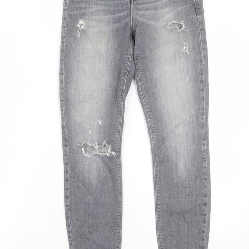 River Island Womens Grey Cotton Skinny Jeans Size 10 L27 in Regular Button