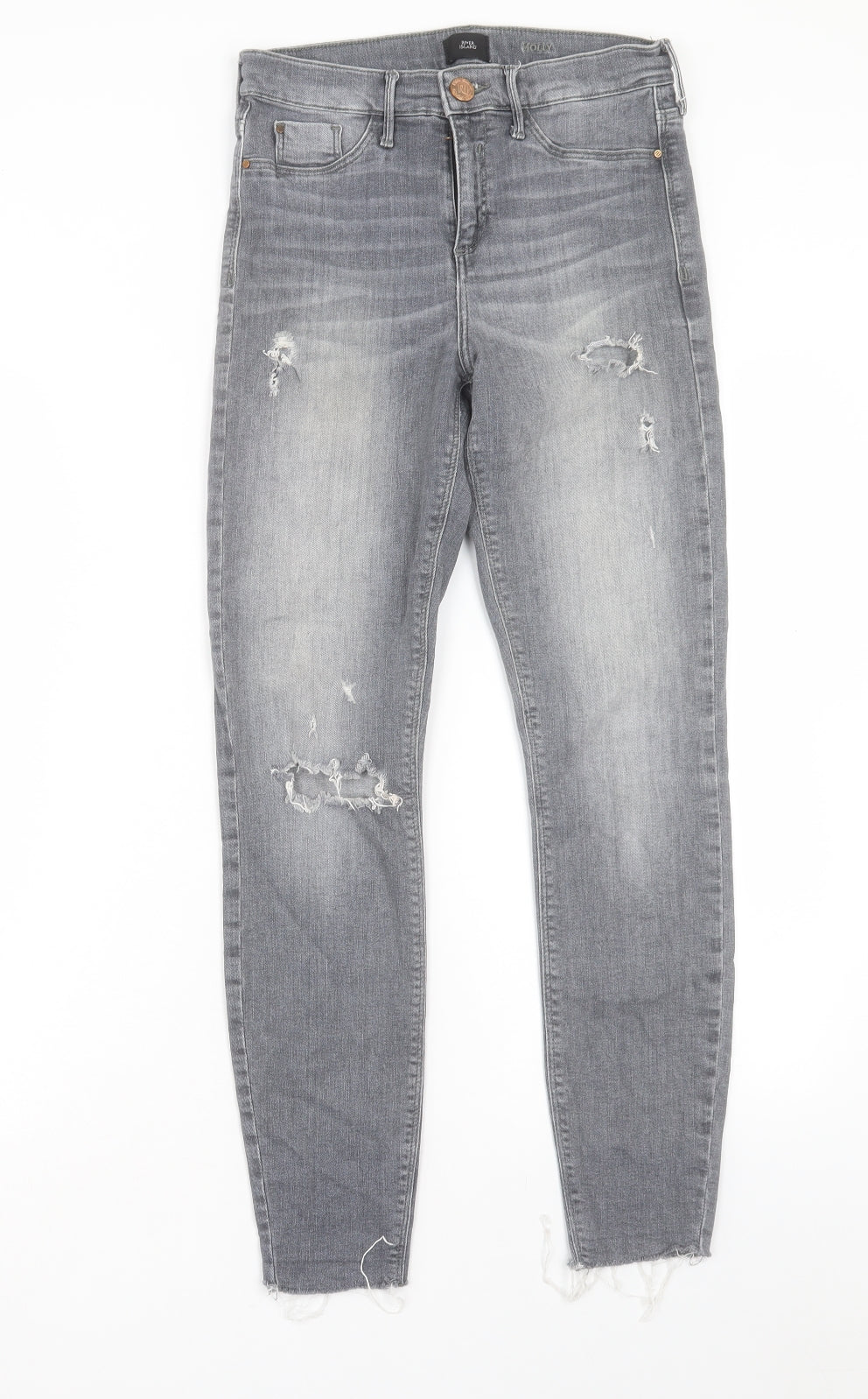 River Island Womens Grey Cotton Skinny Jeans Size 10 L27 in Regular Button