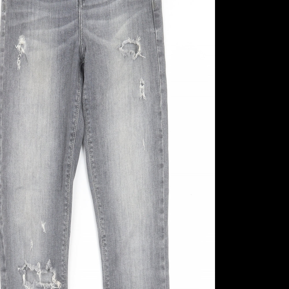 River Island Womens Grey Cotton Skinny Jeans Size 10 L27 in Regular Button