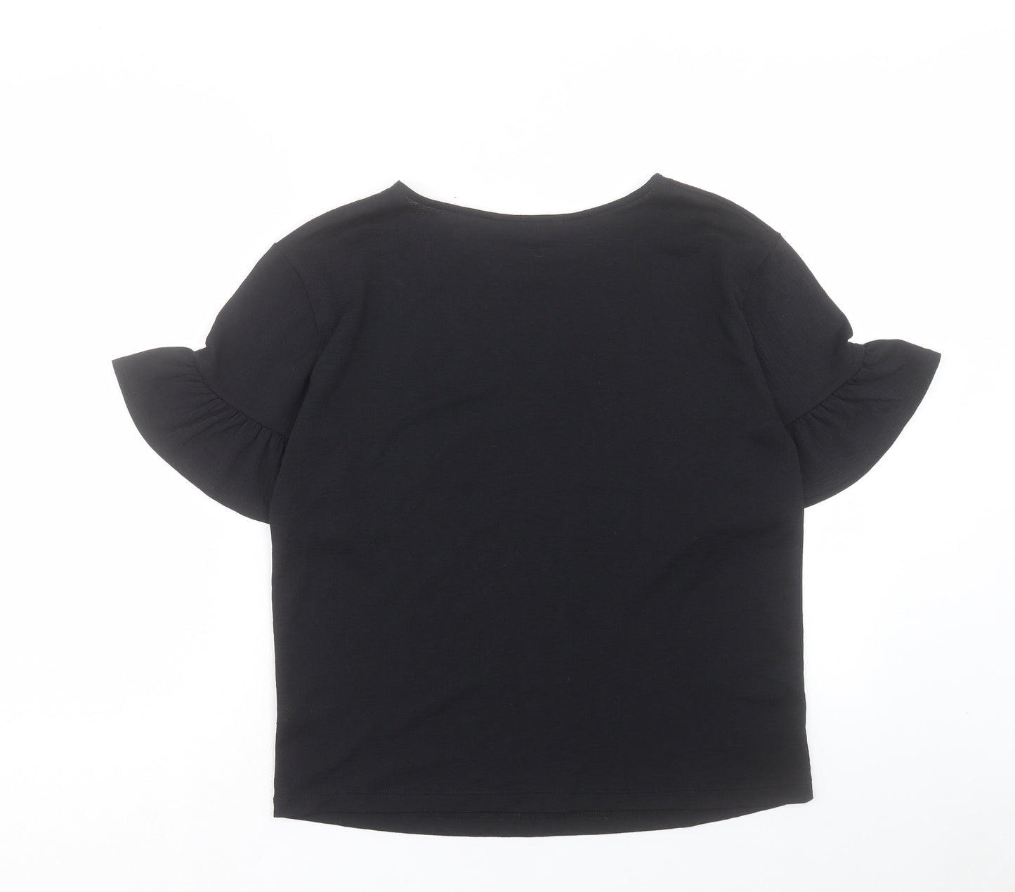 TU Womens Black Polyester Basic T-Shirt Size 10 Round Neck