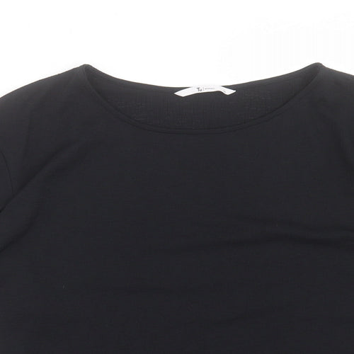 TU Womens Black Polyester Basic T-Shirt Size 10 Round Neck
