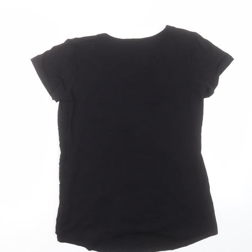 BOUTON Womens Black Viscose Basic T-Shirt Size M Scoop Neck