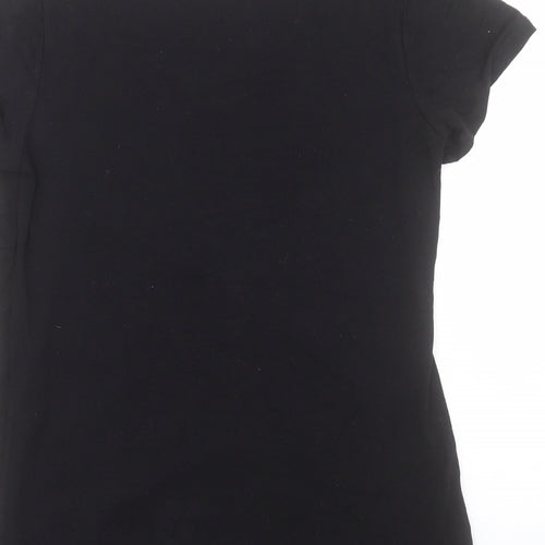 BOUTON Womens Black Viscose Basic T-Shirt Size M Scoop Neck