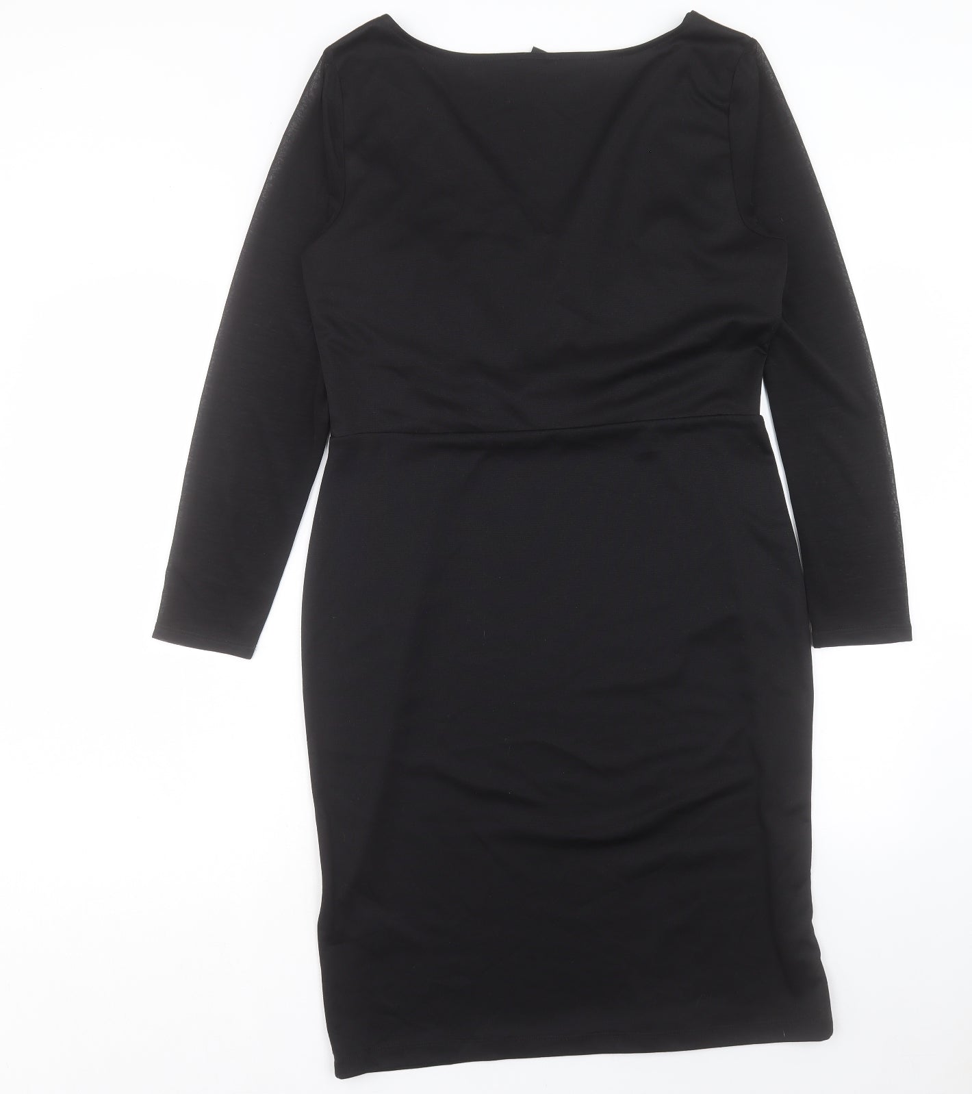 H&M Womens Black Polyester Shift Size L V-Neck Pullover