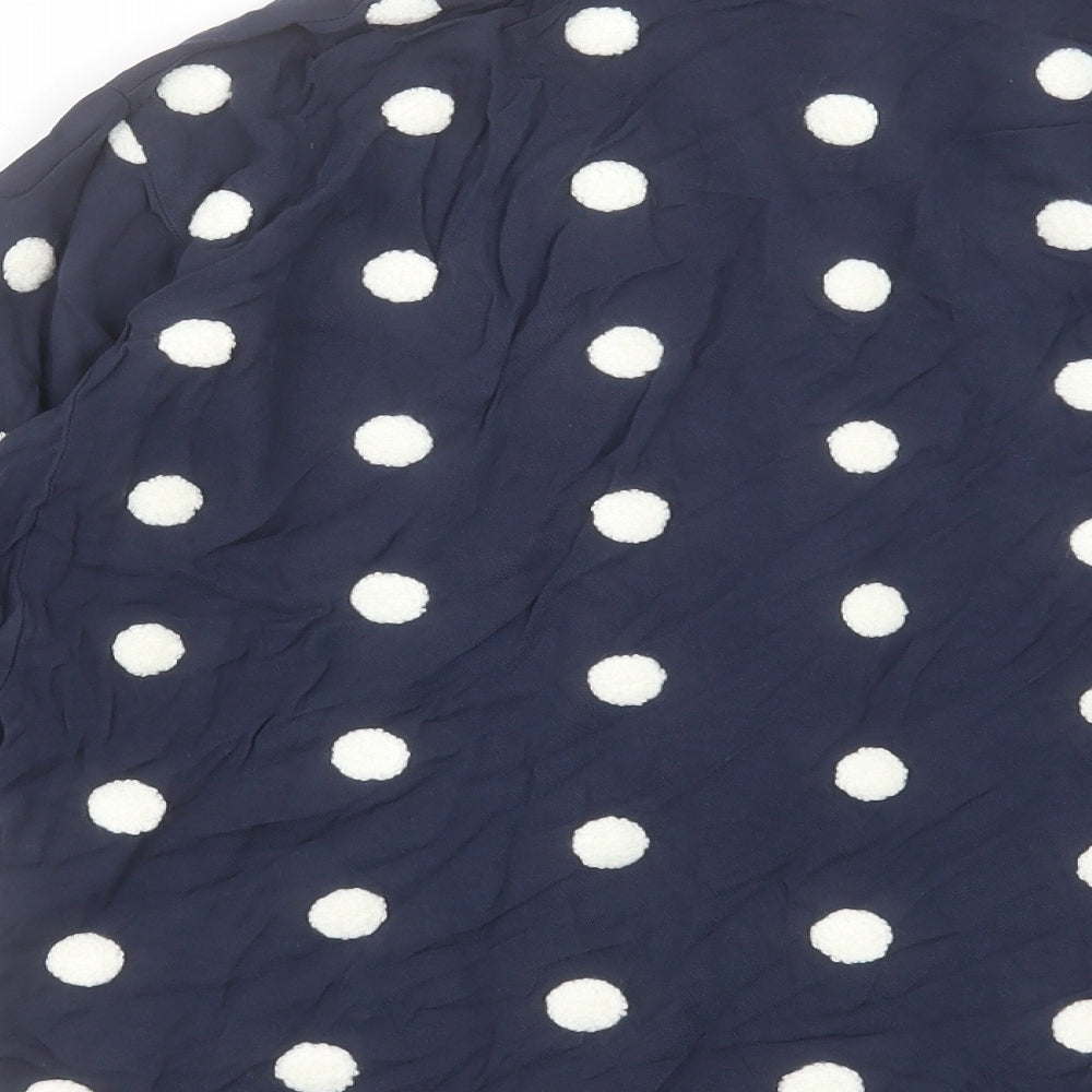 Zara Womens Blue Polka Dot Viscose Basic Button-Up Size S Collared