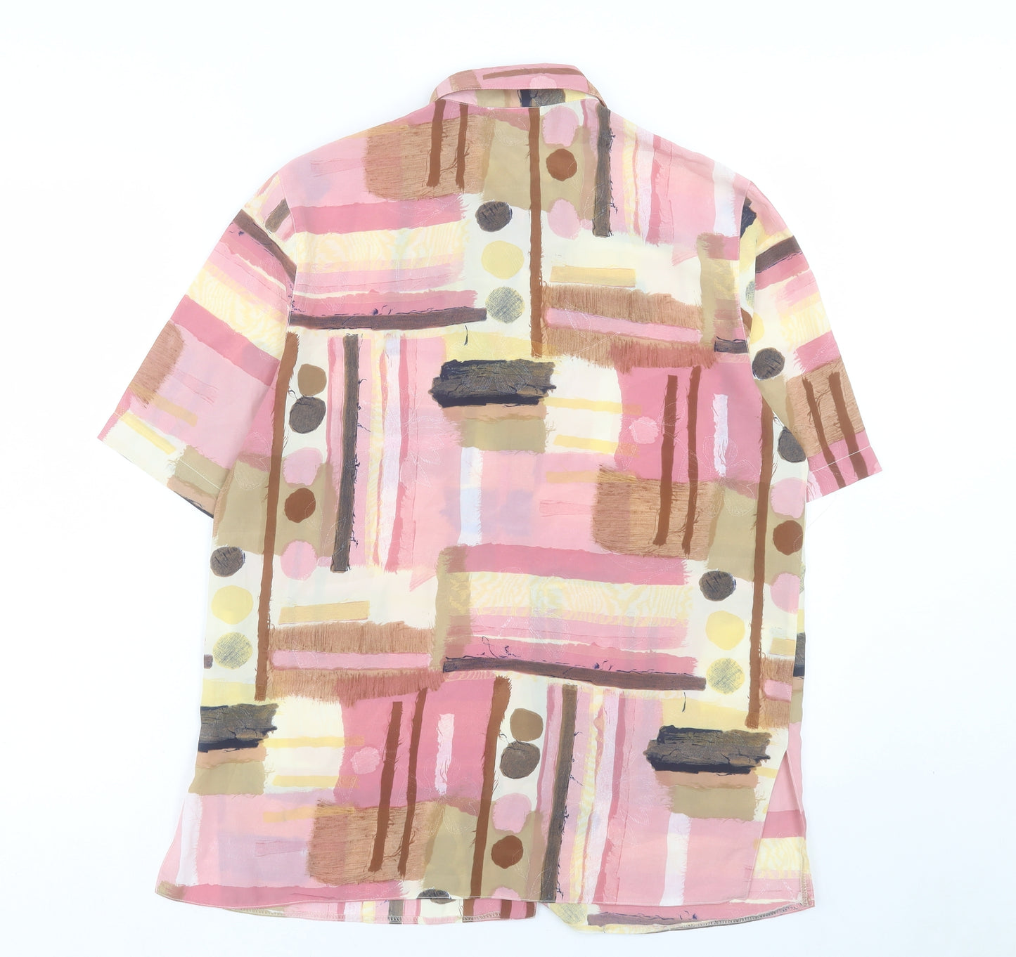 jewnesse Womens Multicoloured Geometric Polyester Basic Button-Up Size 10 Collared