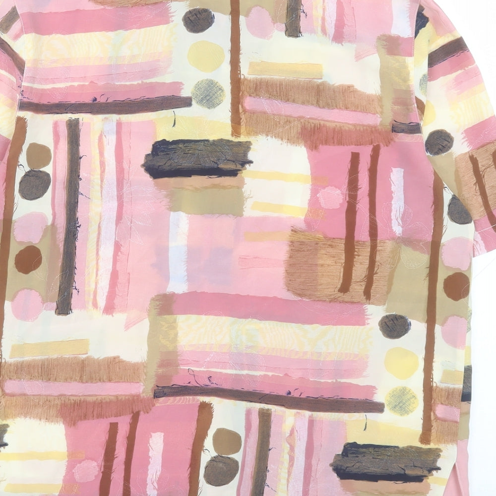 jewnesse Womens Multicoloured Geometric Polyester Basic Button-Up Size 10 Collared