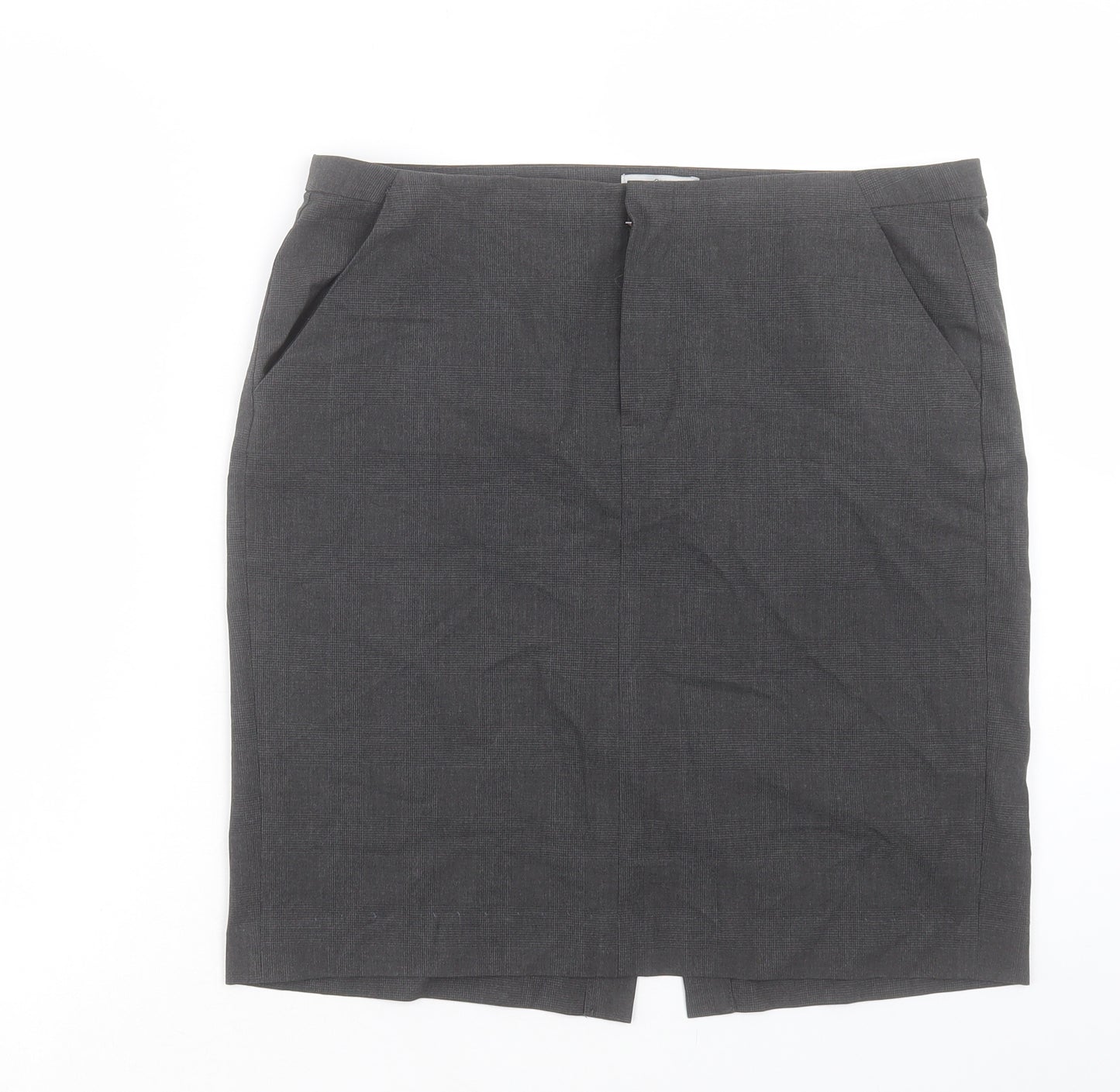 Gap Womens Grey Polyester Straight & Pencil Skirt Size 12 Hook & Eye