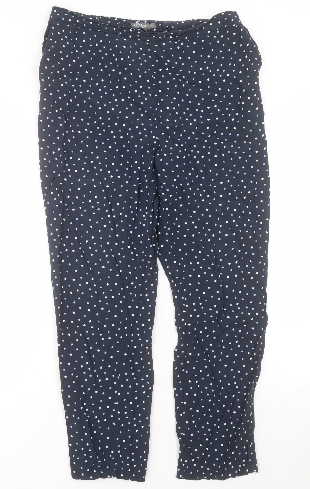 Laura Ashley Womens Blue Polka Dot Viscose Trousers Size 12 L28 in Regular