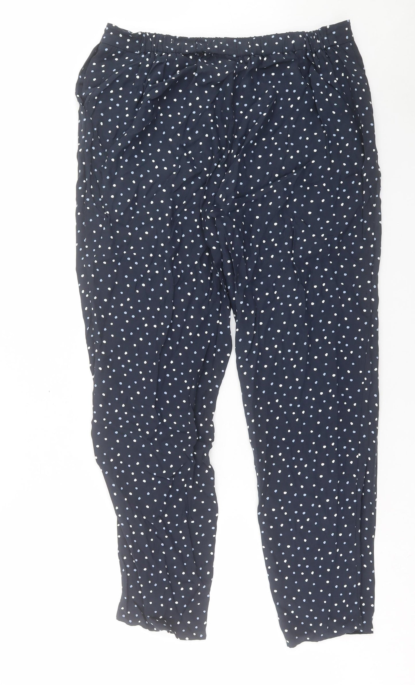 Laura Ashley Womens Blue Polka Dot Viscose Trousers Size 12 L28 in Regular