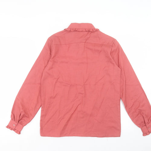 C&A Womens Pink Polyester Basic Button-Up Size 12 Collared