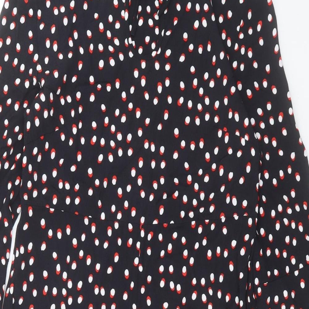 Laura Ashley Womens Blue Geometric Viscose A-Line Size 10 Scoop Neck Tie