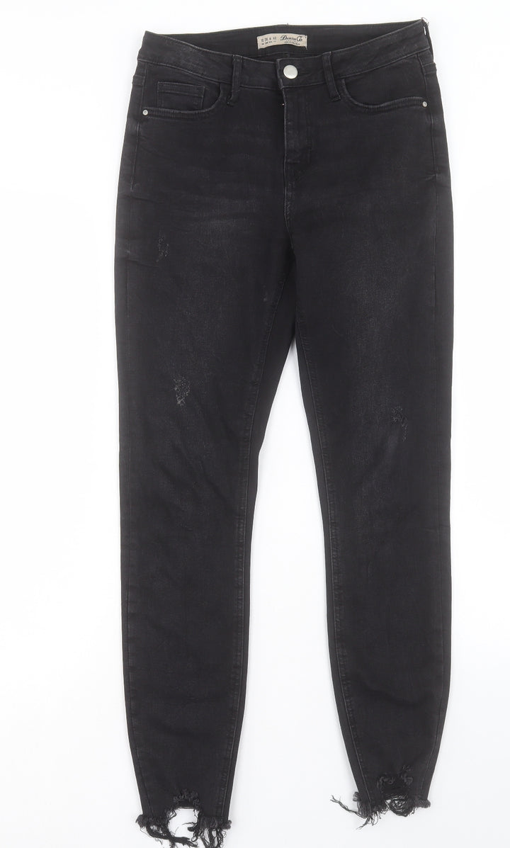 Denim & Co. Womens Black Cotton Skinny Jeans Size 12 L27 in Regular Button