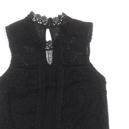 NEXT Womens Black Polyester Basic Blouse Size 8 Crew Neck