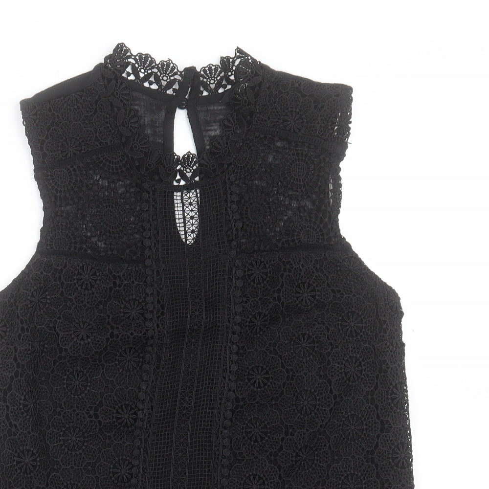 NEXT Womens Black Polyester Basic Blouse Size 8 Crew Neck