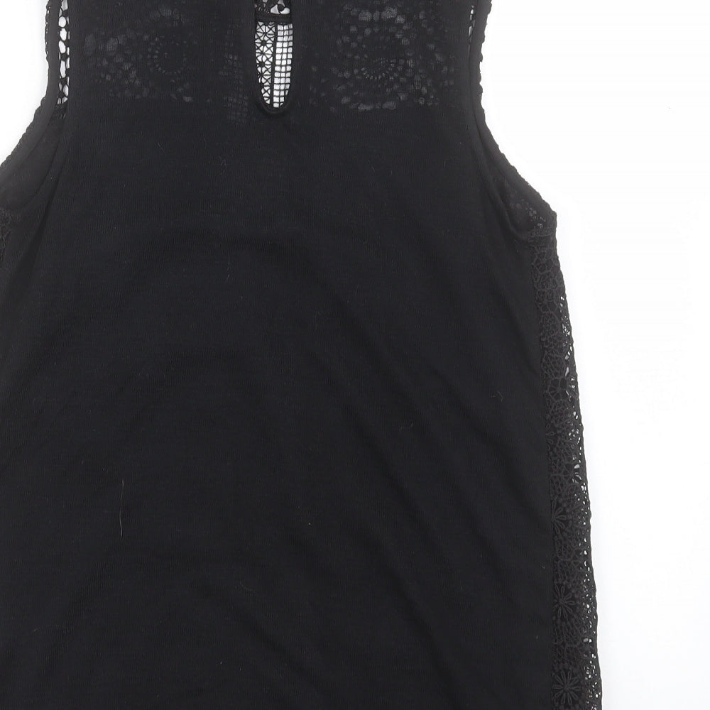 NEXT Womens Black Polyester Basic Blouse Size 8 Crew Neck