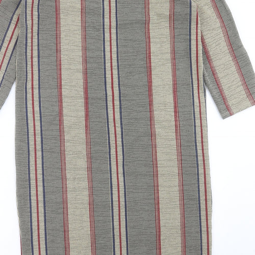 Zara Womens Multicoloured Striped Polyester Jumper Dress Size M Crew Neck Pullover