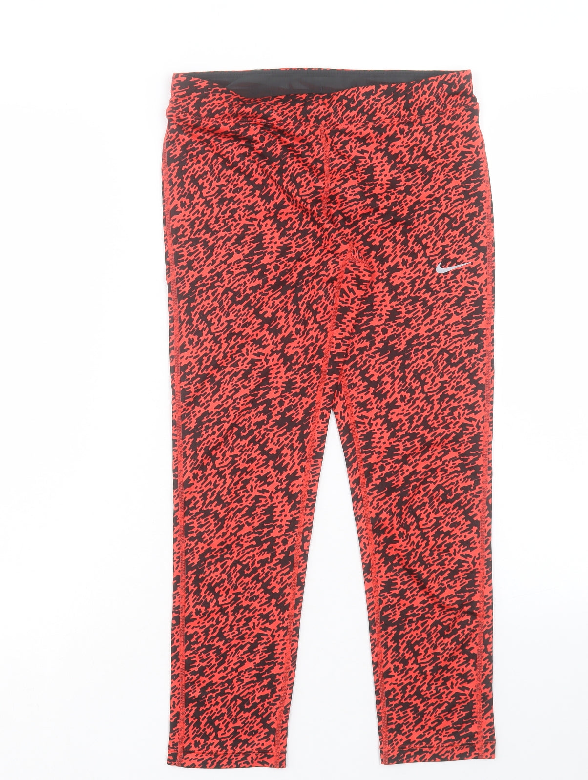 Nike Womens Pink Animal Print Polyester Cropped Leggings Size S L23 in Regular Pullover