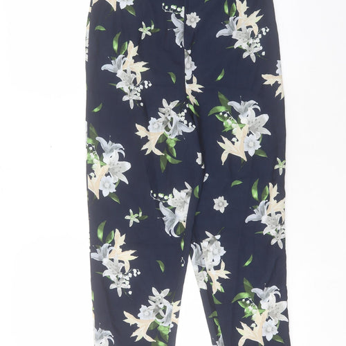 Missguided Womens Blue Floral Polyester Jumpsuit One-Piece Size S L29 in Zip