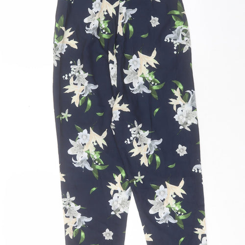 Missguided Womens Blue Floral Polyester Jumpsuit One-Piece Size S L29 in Zip