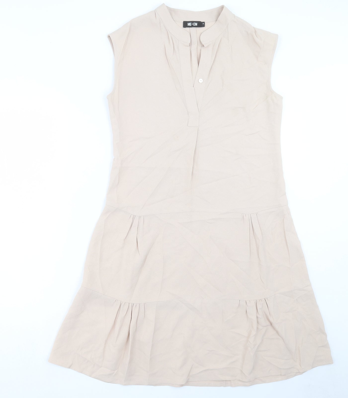 Me+EM Womens Beige Polyester A-Line Size 10 V-Neck Pullover