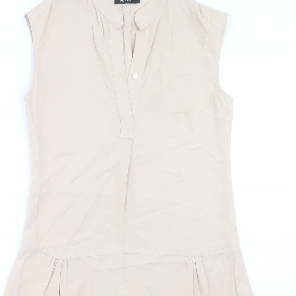 Me+EM Womens Beige Polyester A-Line Size 10 V-Neck Pullover