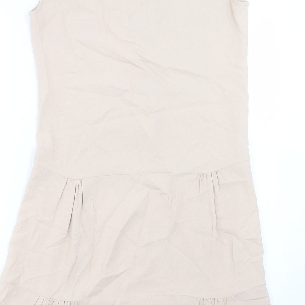 Me+EM Womens Beige Polyester A-Line Size 10 V-Neck Pullover