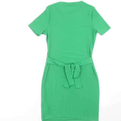 PRETTYLITTLETHING Womens Green Polyester Bodycon Size 12 Crew Neck Pullover