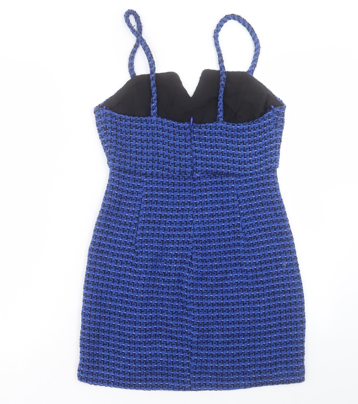 Zara Womens Blue Viscose Shift Size M V-Neck Zip