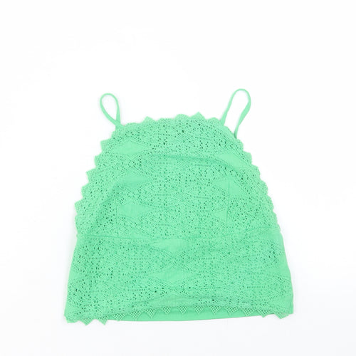 Topshop Womens Green Polyester Cropped Tank Size 8 Square Neck