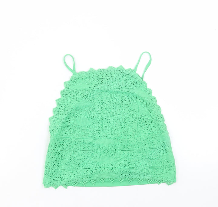 Topshop Womens Green Polyester Cropped Tank Size 8 Square Neck