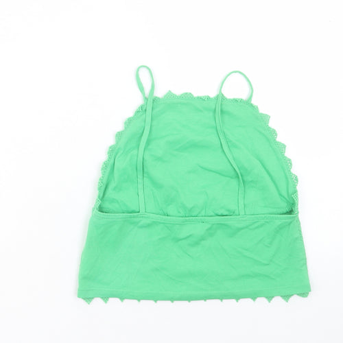 Topshop Womens Green Polyester Cropped Tank Size 8 Square Neck