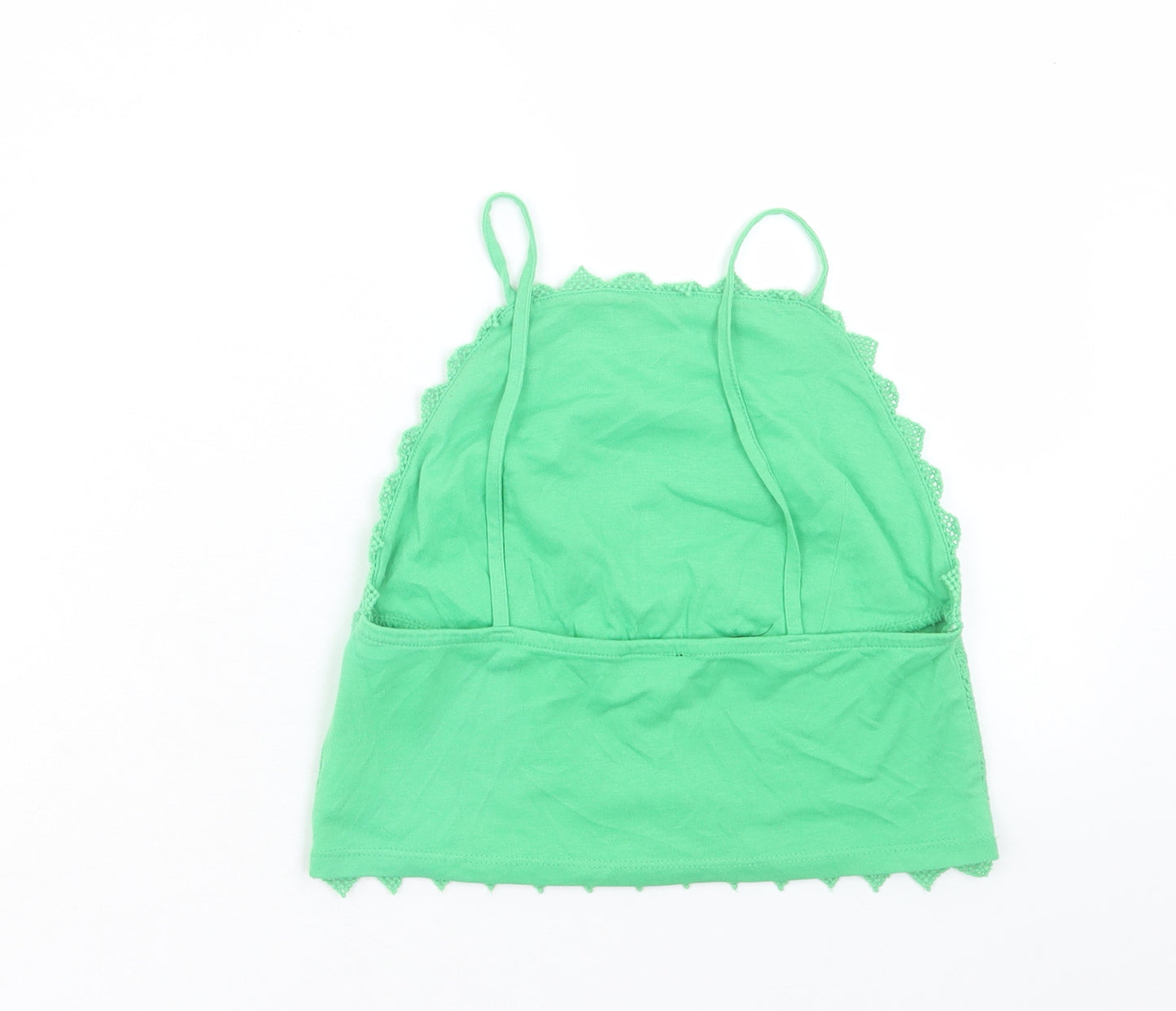 Topshop Womens Green Polyester Cropped Tank Size 8 Square Neck