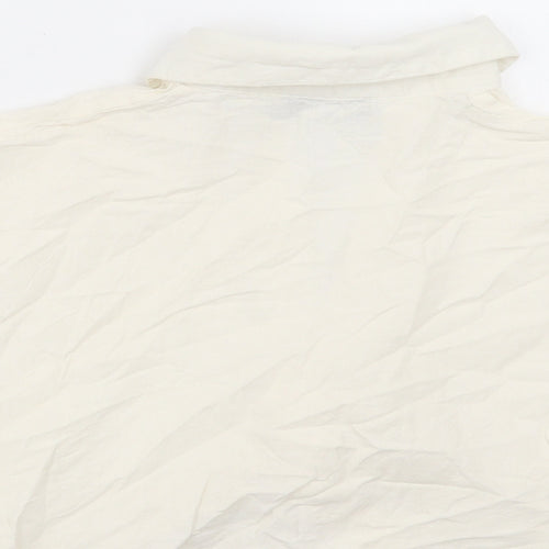 PRETTYLITTLETHING Womens Beige Cotton Cropped Blouse Size 10 V-Neck - Twist Front