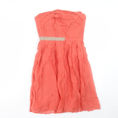 Mango Womens Pink Viscose Fit & Flare Size M Square Neck Zip - Bandeau Dress