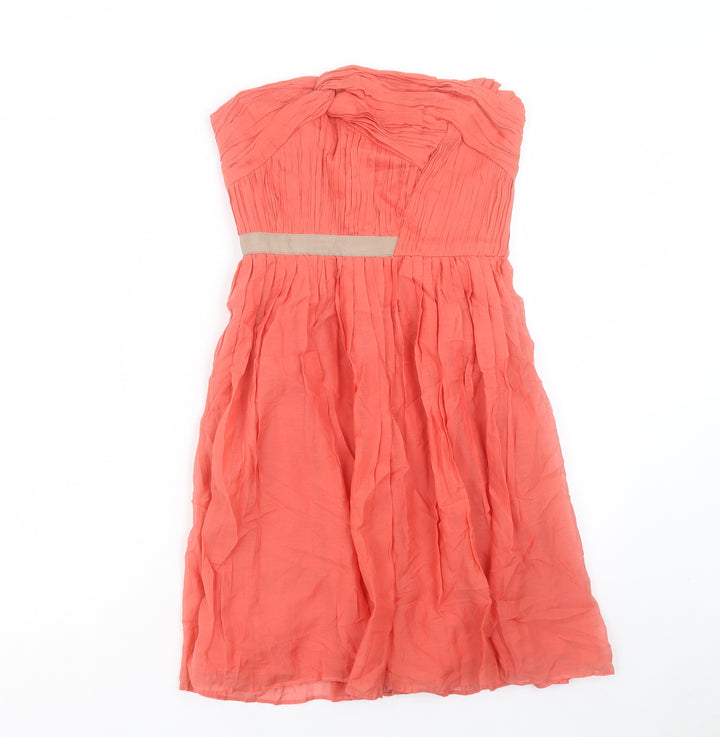 Mango Womens Pink Viscose Fit & Flare Size M Square Neck Zip - Bandeau Dress
