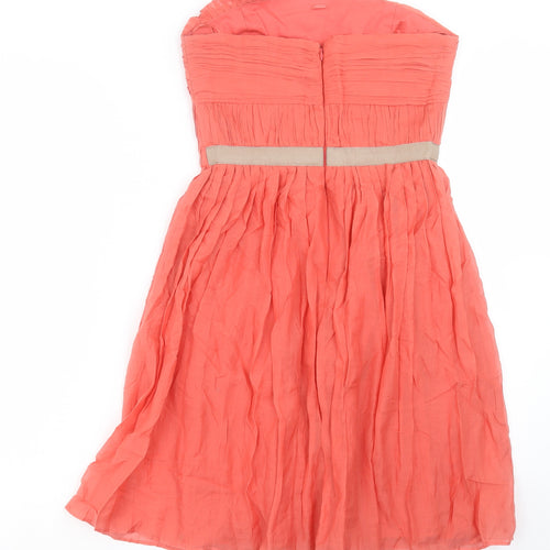 Mango Womens Pink Viscose Fit & Flare Size M Square Neck Zip - Bandeau Dress